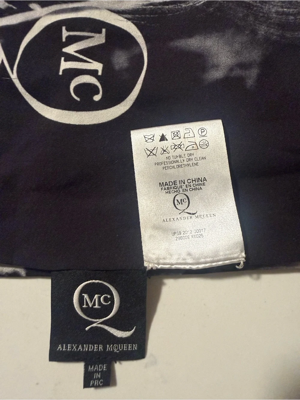 Alexander McQueen Black and White Logo Silk Scarf